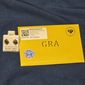 Moissanite Sterling Silver Earrings Champagne Screwback